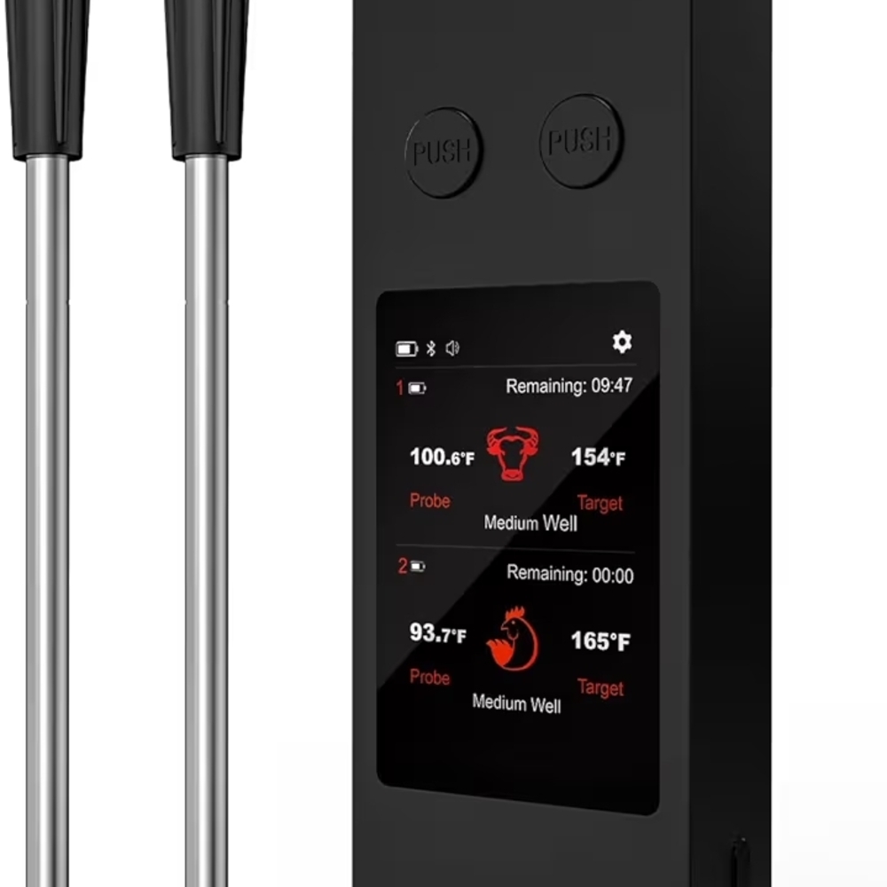 Digital Meat Thermometer with Probes - Black